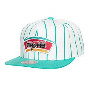 San Antonio Spurs Mitchell Ness White Hardwood Classics Retro Pinstripe snapback